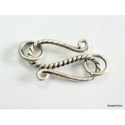 C0011-Clasp,toggle,oxidized,sterling silver,15 mm long Small 'S' Shape 